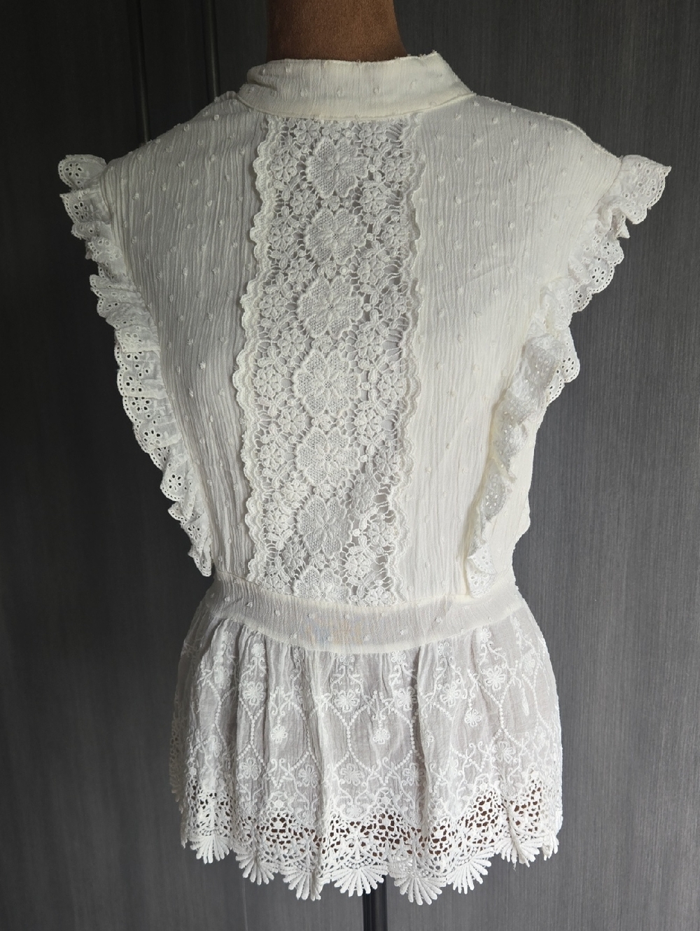 White Lace Peplum Blouse